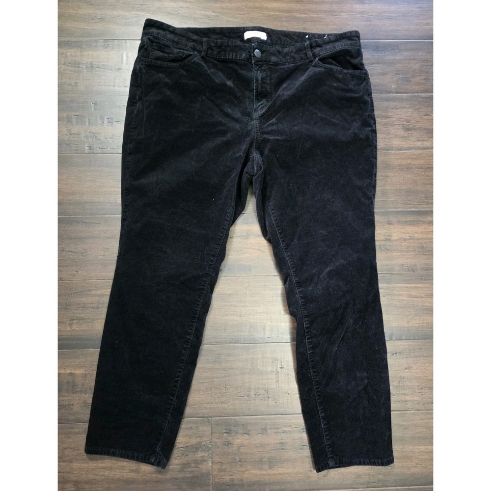 LOFT Skinny Dress Pants Plus‎ Size 22 Black Velvet Stretch High Rise